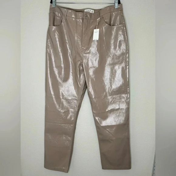 Abercrombie Fitch Jeans size 33 Ultra high rise‎ Vegan Leather The 90’s straight - Picture 2 of 12